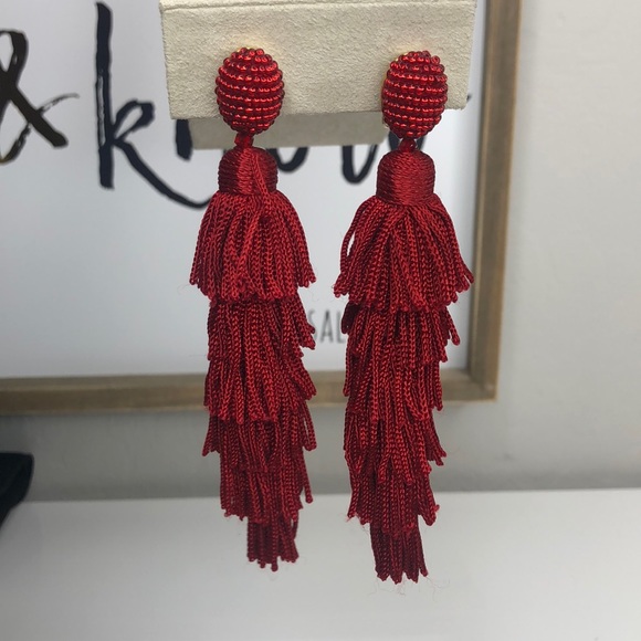 Red Multilayered ClipOn Earrings